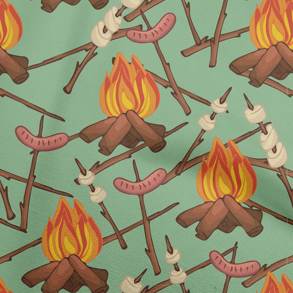 oneOone Cotton Flex Black Fabric Campfire Sewing Fabric By The Yard Printed Diy Clothing Sewing Supplies 40 Inch