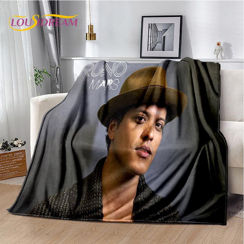 Мягкое плюшевое одеяло с 3D HD Bruno Mars Singer Star, фланелевое одеяло для гостиной, спальни, кровати, дивана, чехол для пикника, детское одеяло