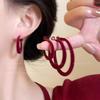 Ankola Red Flocking Large Circle Earrings for Women - Autumn/Winter Style, Bold, Versatile, High-End.