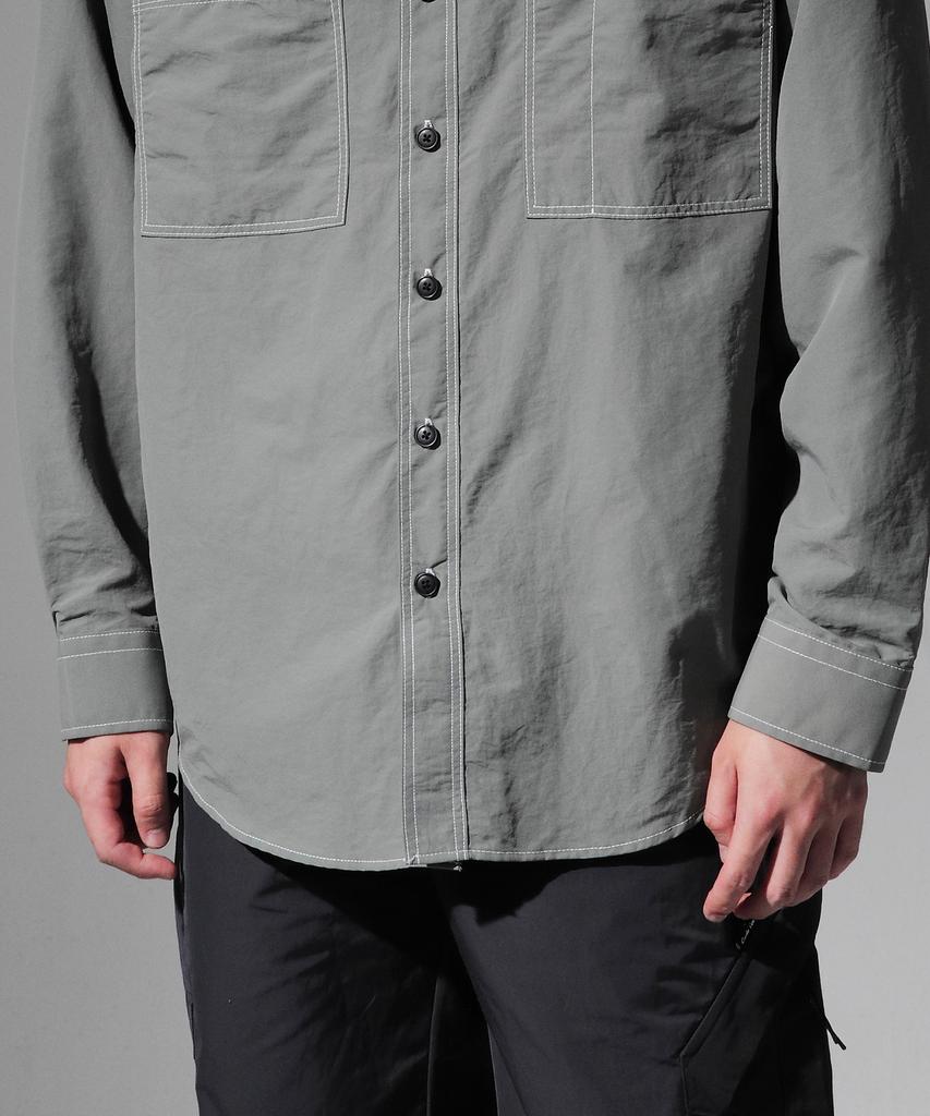 CODE I'M Two-Pocket Nylon Metal Oversized Shirt Khaki