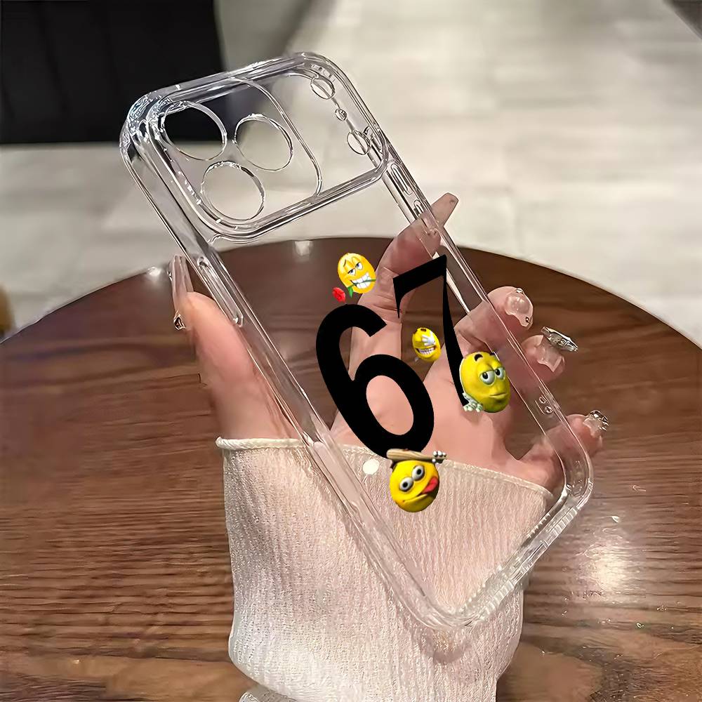 Чехол для телефона Six Seven 67 для iPhone 17 16 15 14 13 12 11 Mini Pro Max Plus Прозрачная крышка