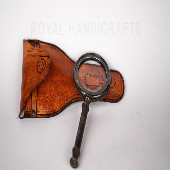 Vintage Henry Hughes London 1941 Magnifying Glass with Elegant Leather Case - Timeless Elegance for Discerning Collectors