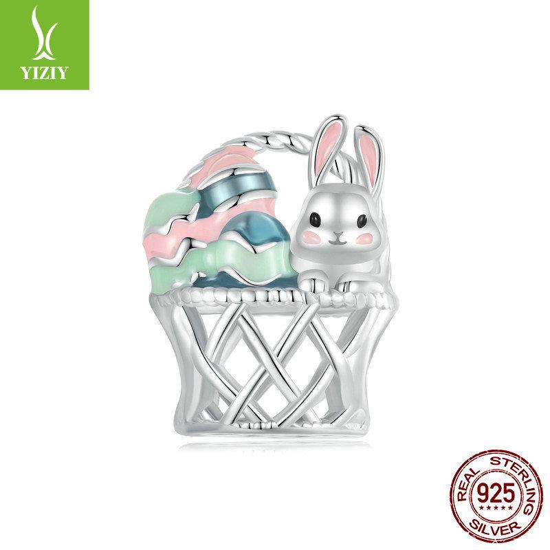 Yinziyun Sterling Silver Easter Egg Rabbit Bracelet Kit with S925 Beads and Spacers