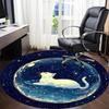 1PC Cosmic Cat Pattern Office Round Area Rug, Mat Suitable For Office, Under Office Chairs Bedroom Living Room Home Decor, Room Deco