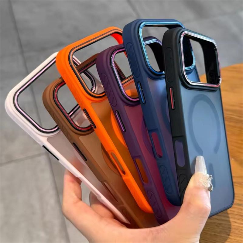 Матовый магнитный чехол с беспроводной зарядкой для iPhone 17 16 Pro Max 15 14 Plus 13 12 11 17 Air Противоударный бампер Полупрозрачная TPU накладка