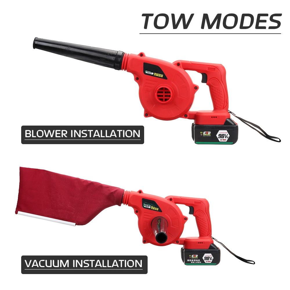 Handheld Cordless Leaf Air Blower Electric Hair Dryer Dust Sweeper Vacuums 12800mAh Li-ion Battery 220V