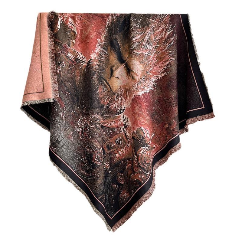 Premium Scarf 140 Square Scarf Wukong Great Sage Autumn and Winter Car Blanket Soft Waxy Shawl Gift