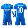 Real Madrid Mbappe Kids Sport Equipment Football Jersey Set, Blue