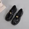 Лоферы женские однопедальные черные кожаные туфли британские ретро туфли женские большие размеры 41-43