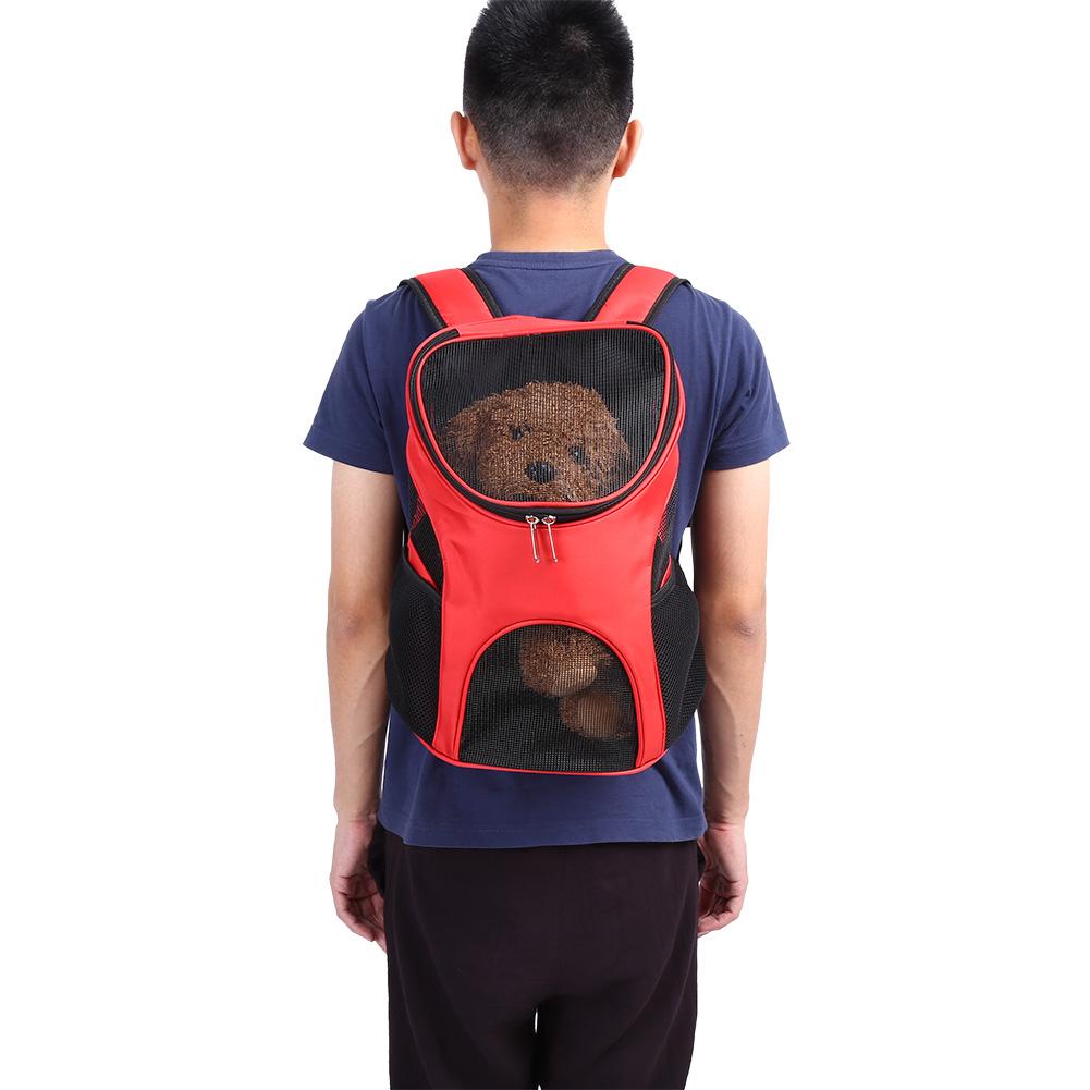 Рюкзак для переноски домашних животных для кошек и собак, вентилируемая сетчатая сумка на два плеча(красный)