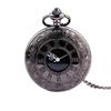 Large Nostalgic Pocket Watch: Classic Black, Dual Display, Roman Numerals, Gold Numbers, White Hands