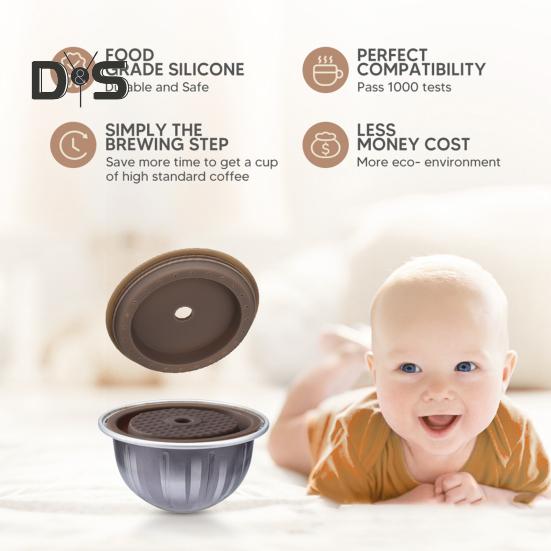 Многоразовая крышка капсулы для кофе Легко чистится Силикагель Герметичная крышка капсулы для кофе