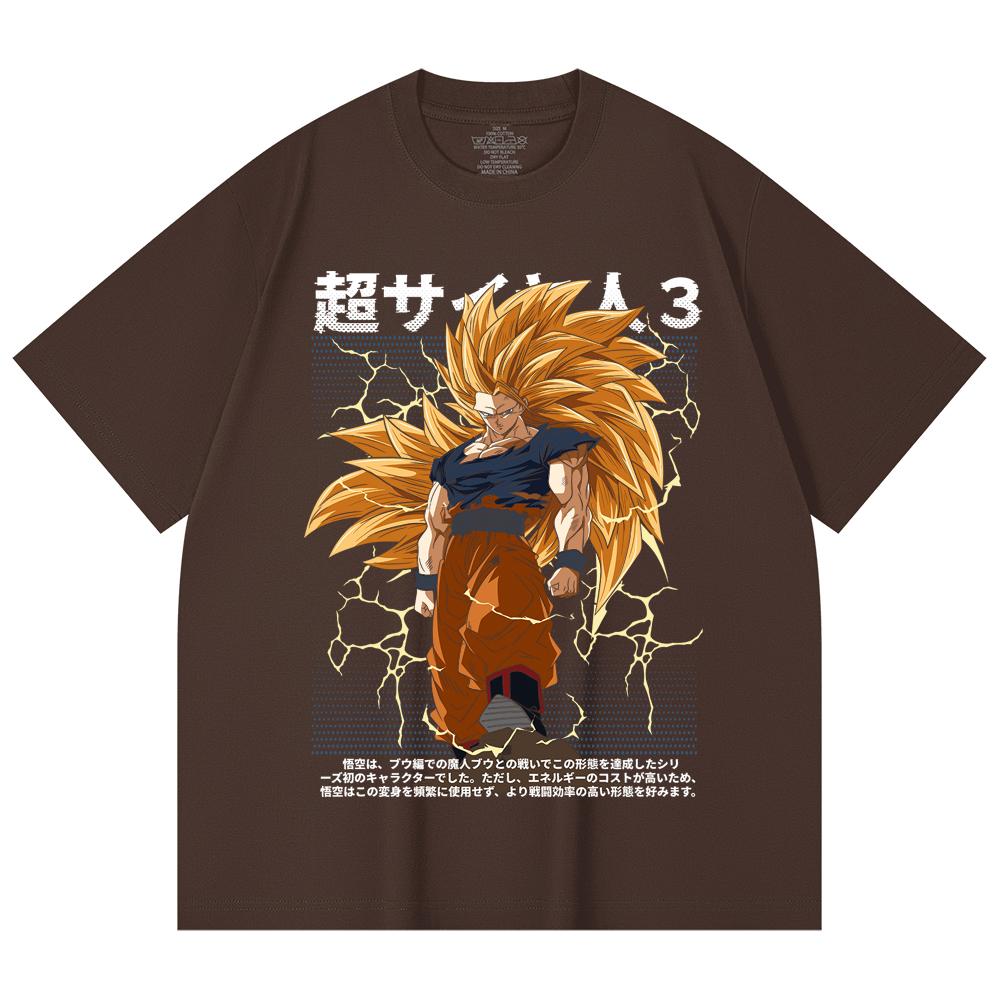 230 г/м² 100% хлопок Dragon Ball V59 Принт Goku SSJ3 Унисекс Тяжелая хлопковая футболка