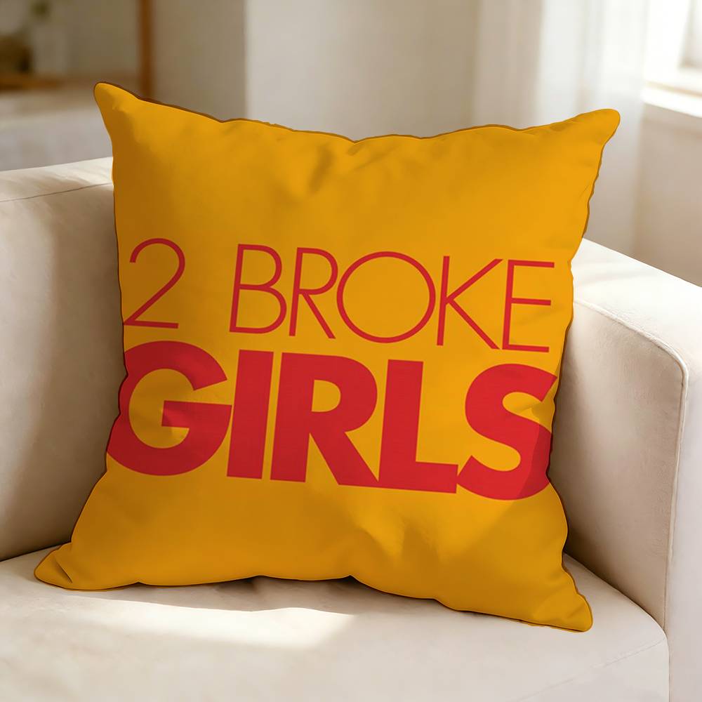 TThe sitcom BBroke Girls Square DoubleSided printed Pillow Case Bedroom Bedside Pillow Sofa Cushion Cover