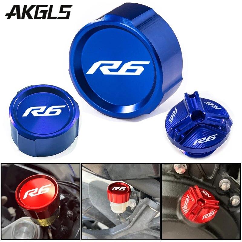 Front and Rear Brake Fuel Tank Cap and Filler Cap Protection Accessories For Yamaha R6 YZF R6 Yzfr6 YZF-R6 2010- 2022