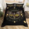 Butterfly And Death Moth Duvet Cover Queen Gothic Skull Flower Star Sky Moon Bedding Set Polyester Boho Exotic Black Quilt Cover