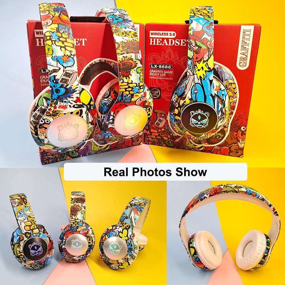 Беспроводная гарнитура с фонариком, детские наушники-вкладыши с микрофоном, Bluetooth-гарнитуры, стереонаушники для музыкальных игр, подарок для девочек и мальчиков