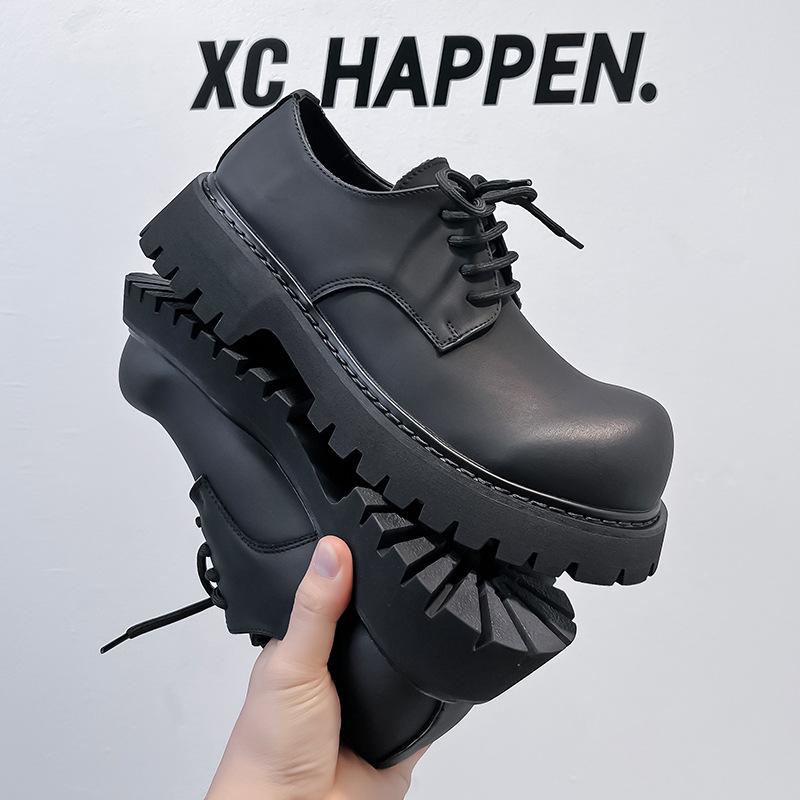 Новые осенние туфли дерби с большой головой, мужские низкие туфли Martin, толстая подошва, увеличивающая толщину, повседневные кожаные туфли для мужчин 1035-T