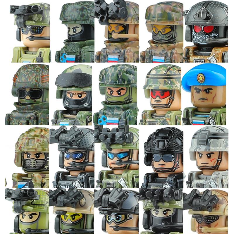 Военная Россия Спецназ SWAT Строительные блоки Немецкий KSK Полиция Города США Армия Штурмовик Фигурка Оружие Кирпичные Игрушки
