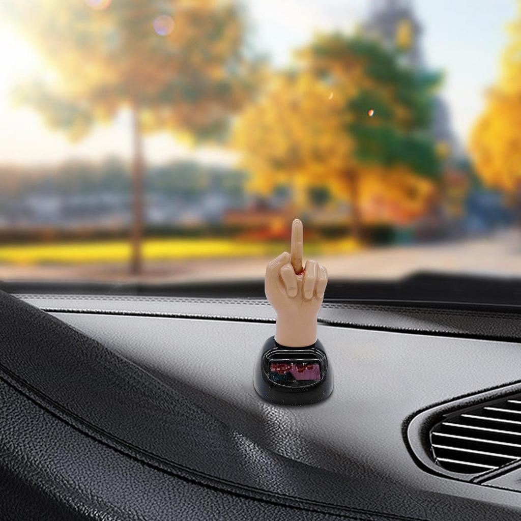 new Car Solar Ornament Funny Dashboard Middle Finger Shape Ornament Gift Creative Interior Car Supplies Car Doll Ornament