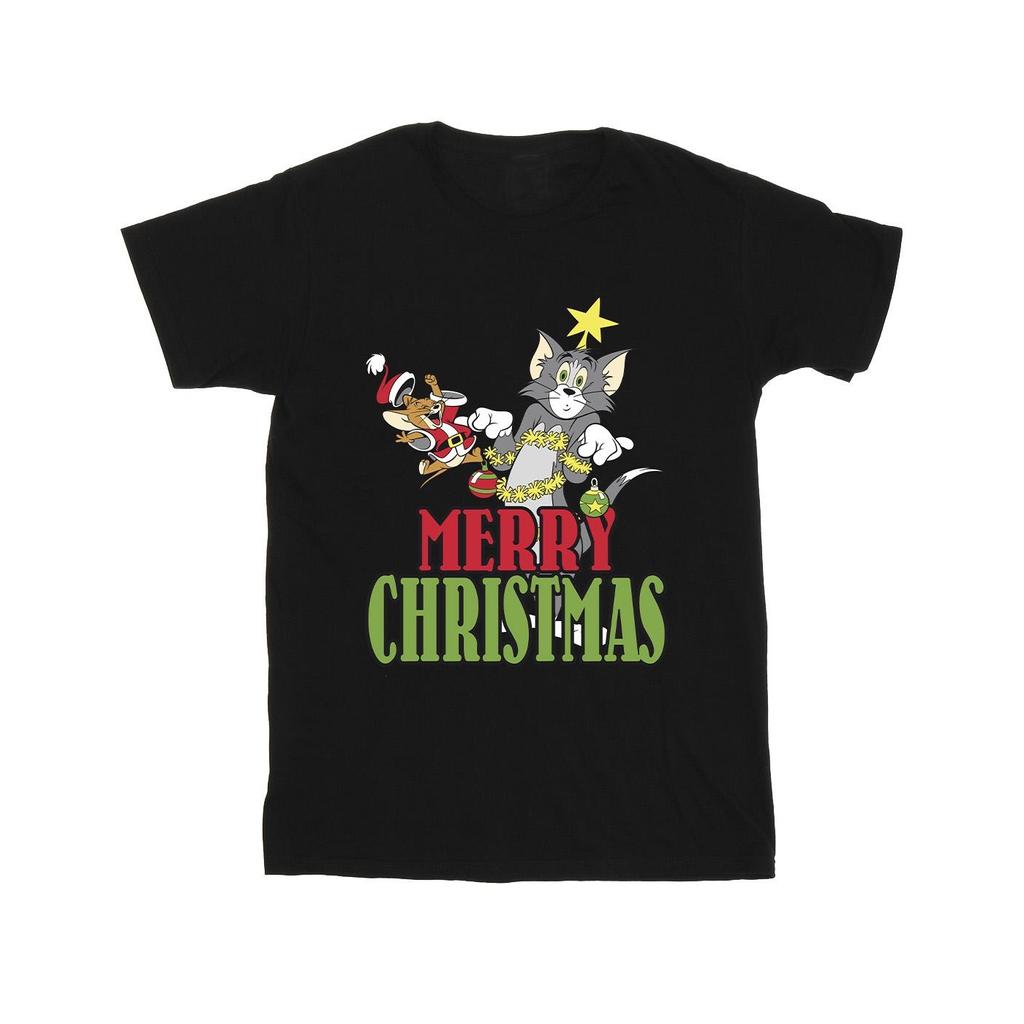 Tom And Jerry Mens Merry Christmas Baubles T-Shirt