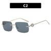 Frameless square sunglasses new simple fashion Internet celebrity sunglasses plain ins sense sunglasses
