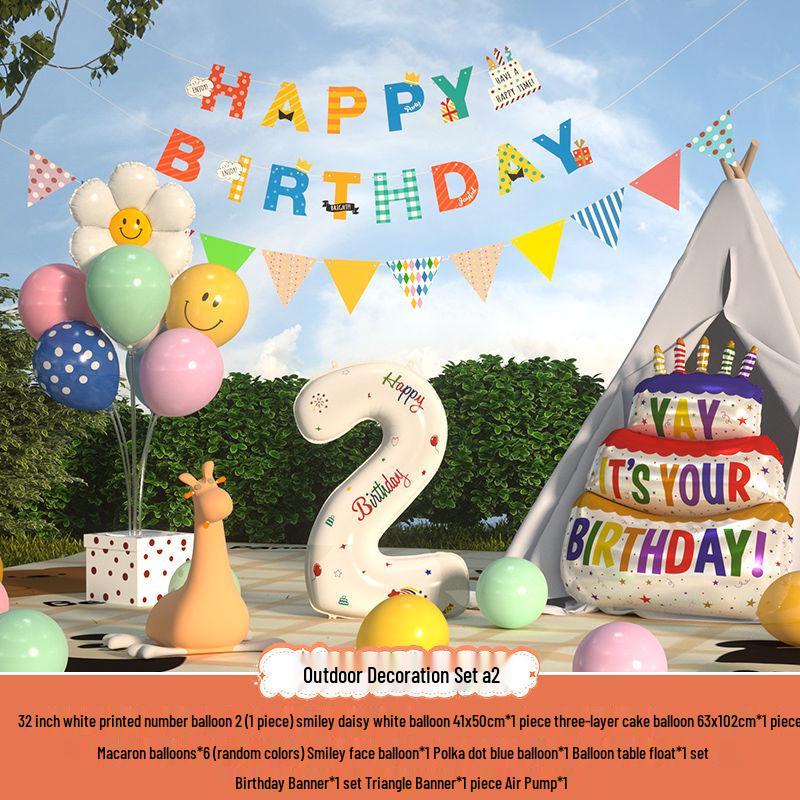 Сяохуншу Первый день рождения Кемпинг Вечеринка Шары и Баннер для Детей