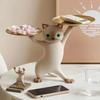 Cat Strorage Storage Tray Resin Cat Statue Figurine Candy Jewelry Earring Ring Key Holder Tray Bowl HomeTable Living Room Decor