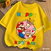 Super Bros Roundneck Tshirt for Boys Girls Cartoon Number Printed Birthday Clothes Children Fashion Shortsleeved Tops