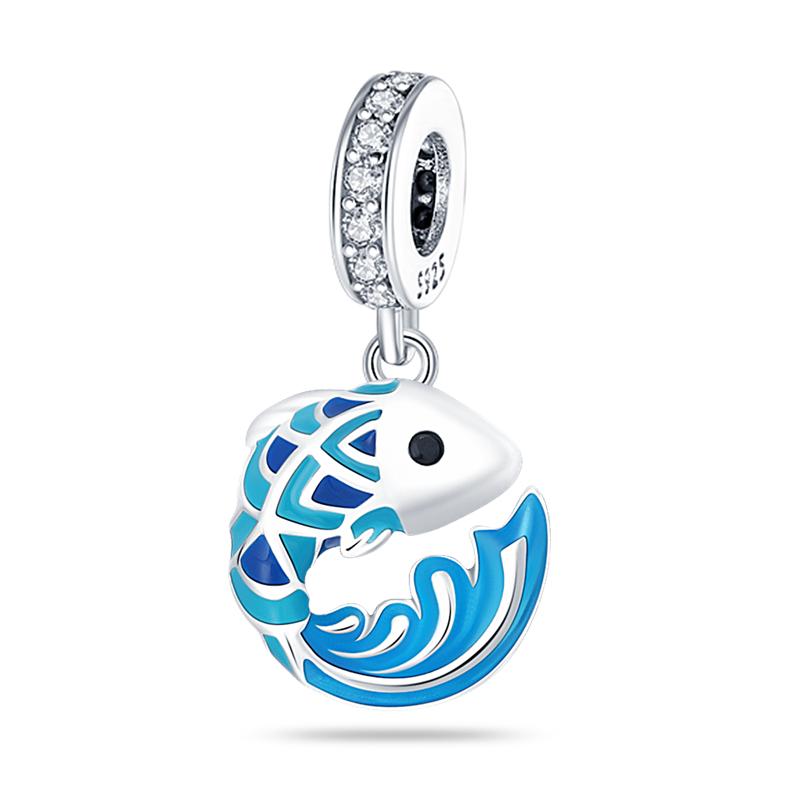Мода 925 Серебряные Подвесные Бусины Животных Акулы Подходит Оригинальный Браслет DIY Для Ожерелья Кулона Изготовление Для Женщин