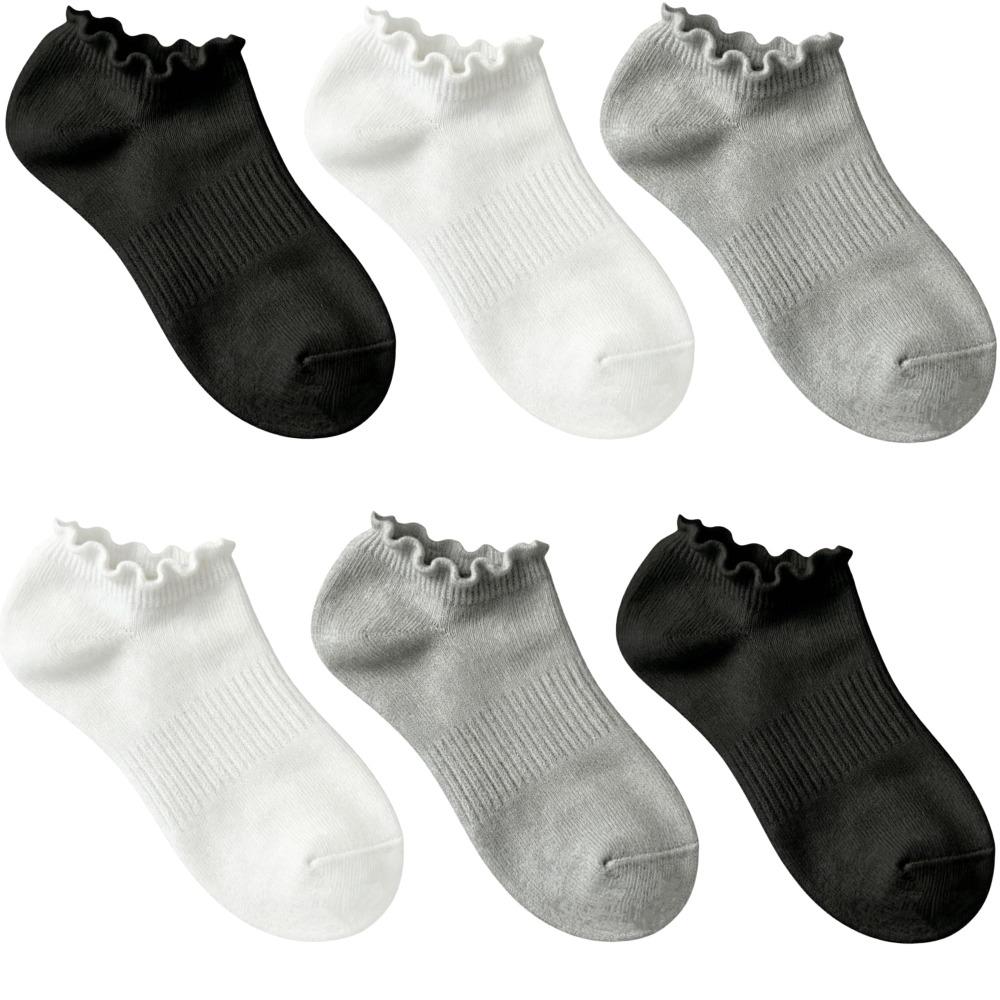 6Pairs Thin Low Cut Socks Frilly Women Ruffle Socks Cute Ankle Socks Home
