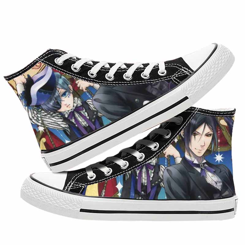 Унисекс аниме «Черный дворецкий Себастьян Михаэлис», повседневная парусиновая обувь, плимсоллы, светящаяся студенческая обувь на плоской подошве, кроссовки