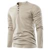 Henery Neck  Long Sleeve T Shirt For Men Solid Spring Casual Mens T-shirts High Quality Male Tops Classic Clothes Men's T-shirts