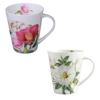 V Style Porcelain Mug 450ml, Fine Bone China Tea Cup Coffee Cup, Camellia Flowers Pattern Coffee Mug for Cappuccino ,ceramic Tea Sets
