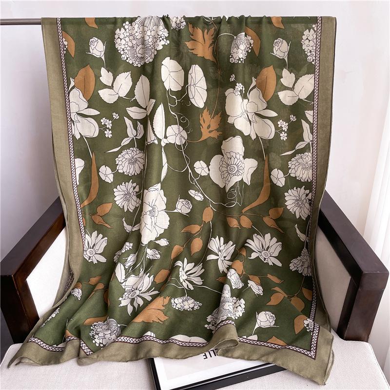 2024 New Spring/Summer Travel Shawl Autumn/Winter Scarf Women'S Thin Fashion Cotton And Hemp Scarf Large Size