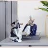 Позолоченная Фарфоровая Европейская Фигурка Статуэтка Настольное Украшение Синий Керамический Персонаж Музыканта Скульптура Эстетичный Декор Комнаты