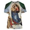 Летняя женская футболка с коротким рукавом, рубашка с круглым вырезом и 3D принтом, модный повседневный топ с рисунком Христа Иисуса Девы Марии