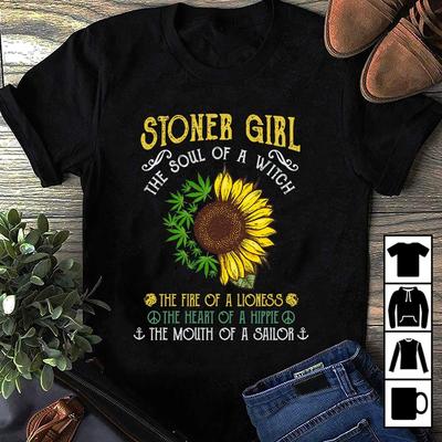 Stoner Gril Футболка унисекс «Душа ведьмы» «Огонь львицы» «Сердце хиппи» «Рот моряка»