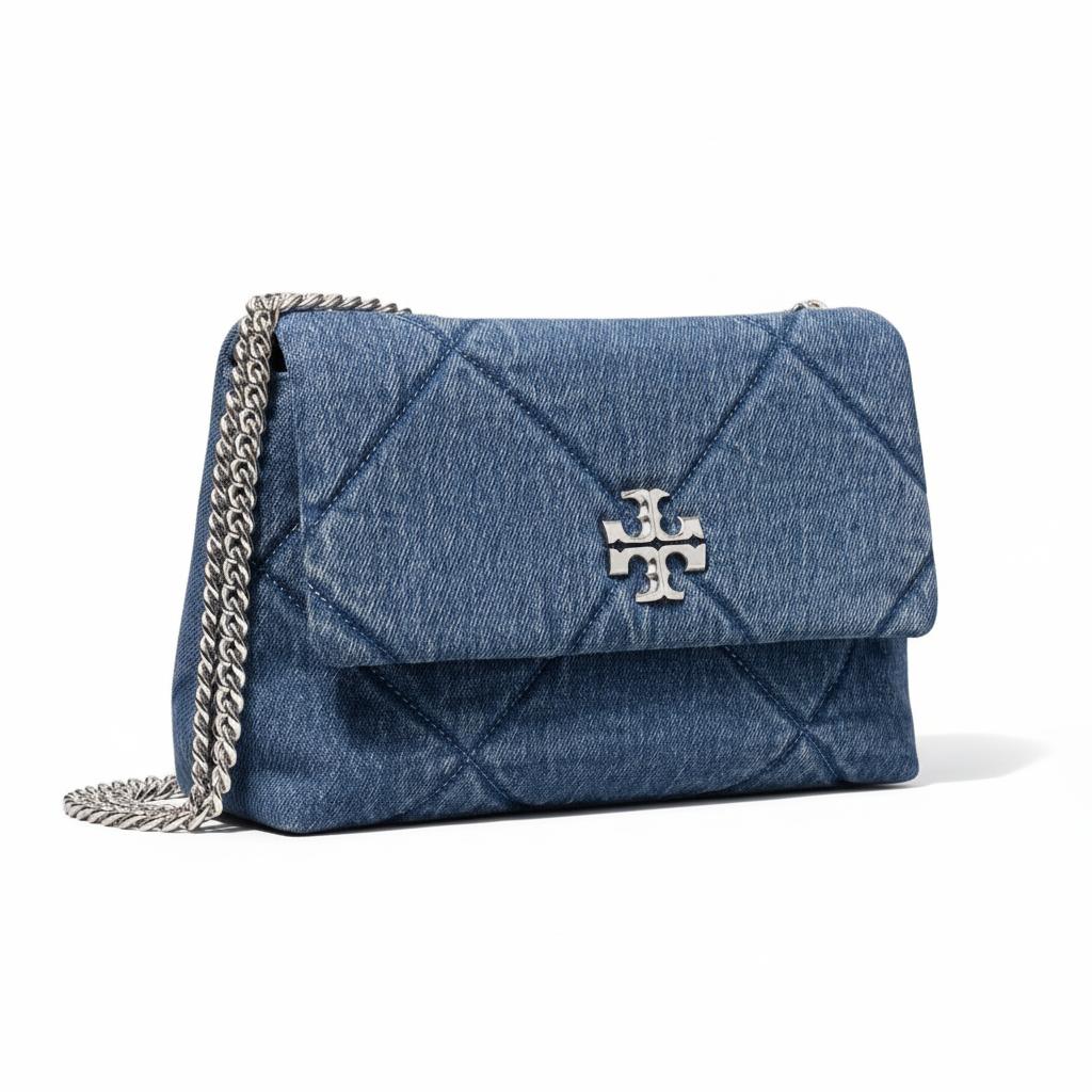Tory Burch Kira Стеганая джинсовая сумка через плечо с дизайном "Алмаз" Маленькие женские сумки Синий 178637-401