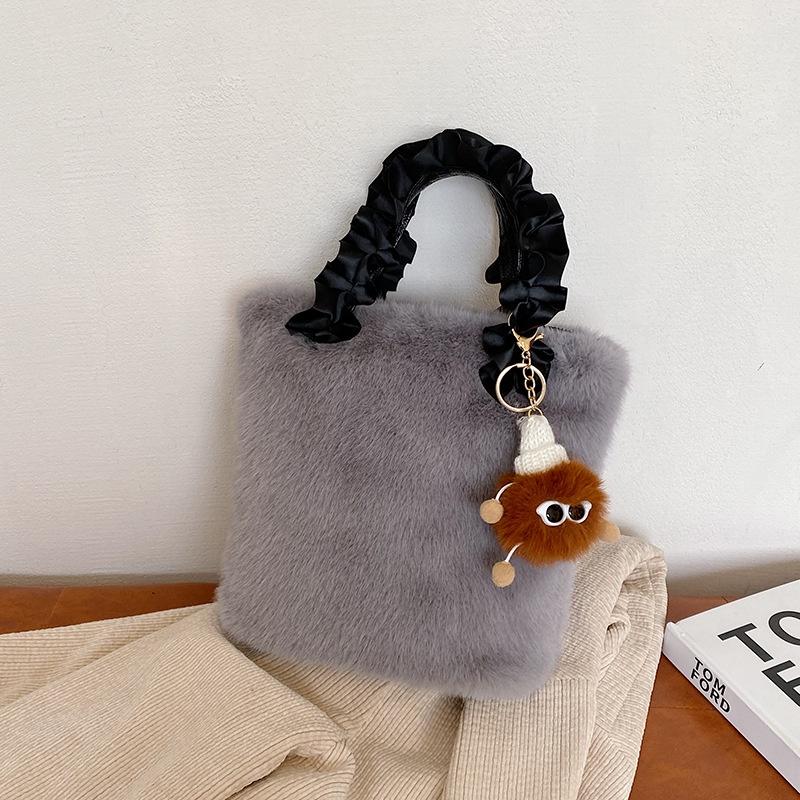 IELGY Женская пушистая сумка-ведро, пушистая ручная сумка через плечо
