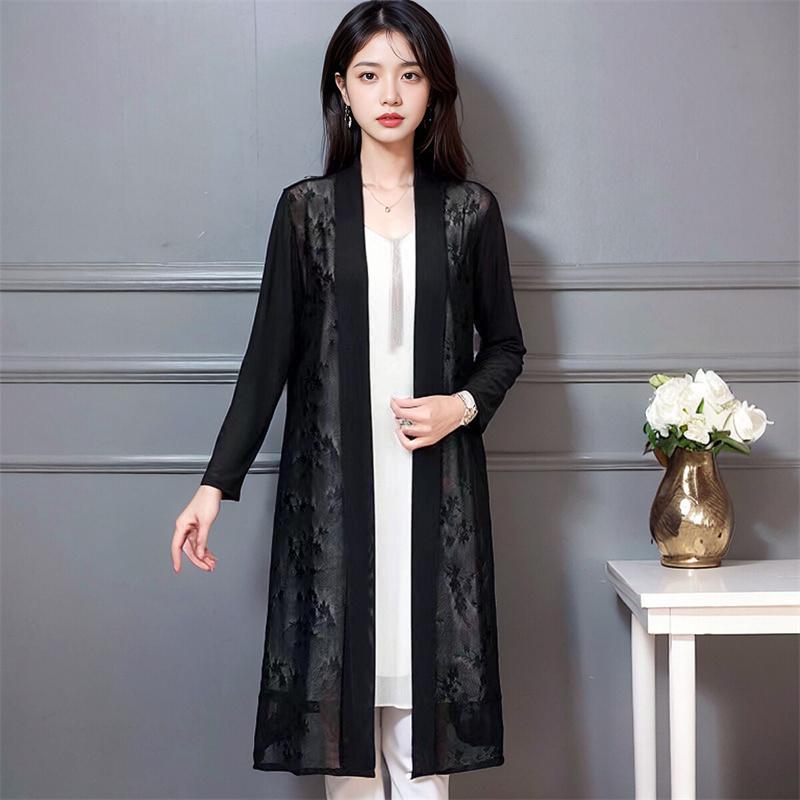 Средний возраст Женский Кардиган Тонкий Стиль Солнцезащитная Одежда Пальто Женская Летняя Шаль Длинные Солнцезащитные Топы Куртка