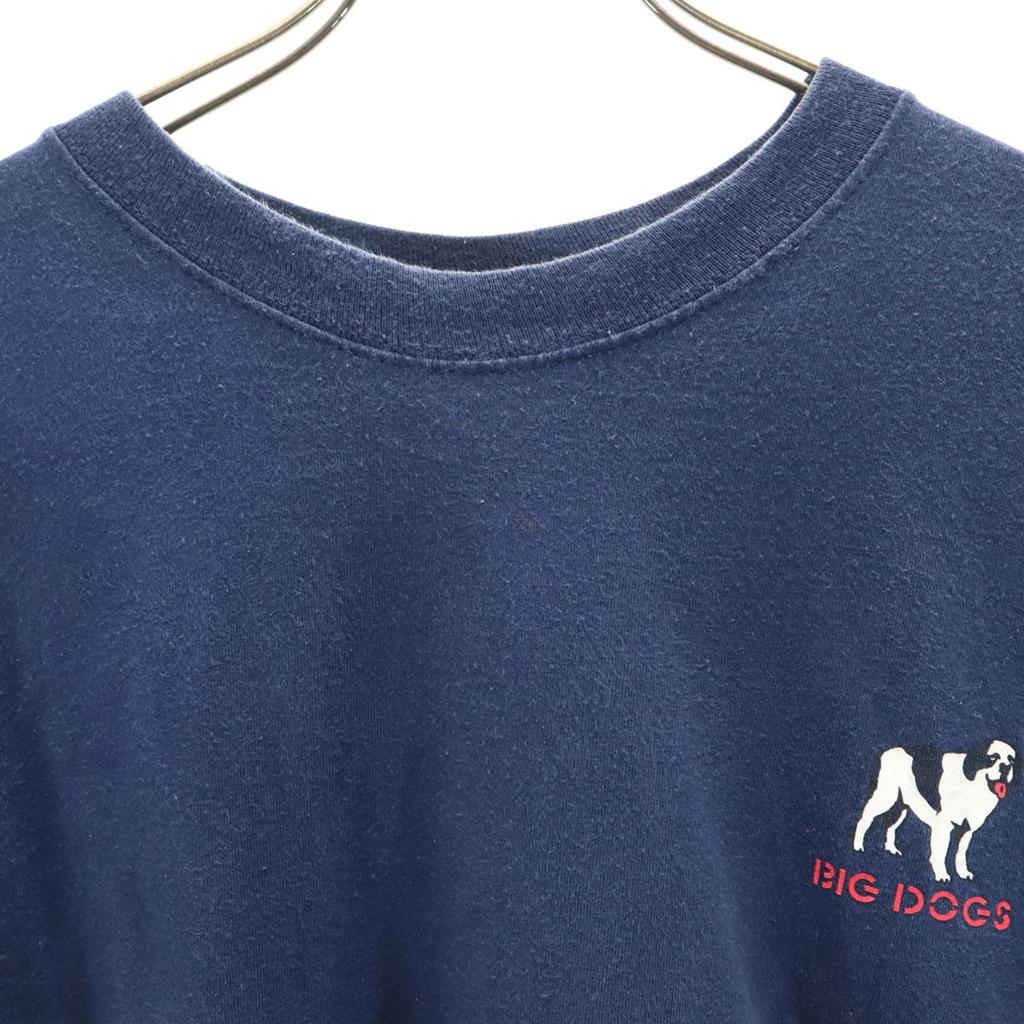 BIG DOGS Back print Short sleeve T-shirt XL Navy Men's Used
