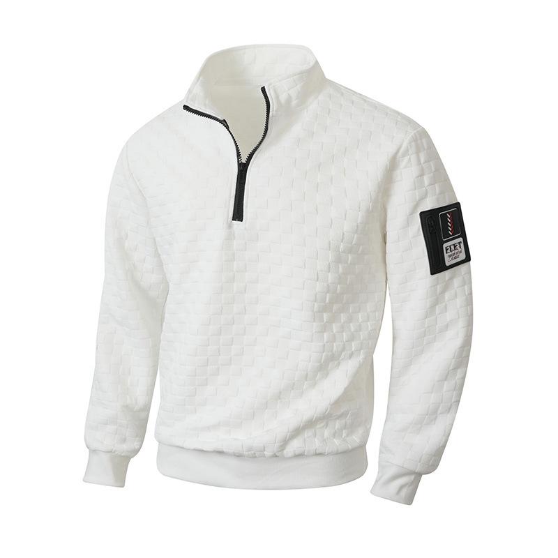 Мужская тактическая флисовая толстовка на молнии в клетку с воротником-стойкой