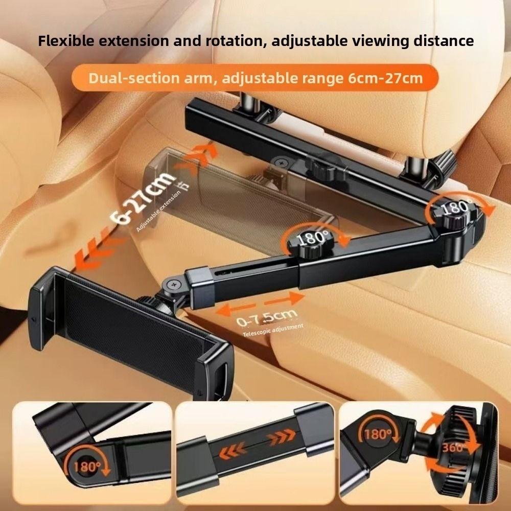 Rotating Stand Car Headrest Tablet Holder Adjustable Telescopic Tablet Bracket Car Rear Seat