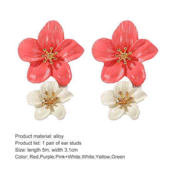 1 Pair Ear Studs Trendy Non-allergic Exquisite Elegant Double Layer Flower Design Women Earrings
