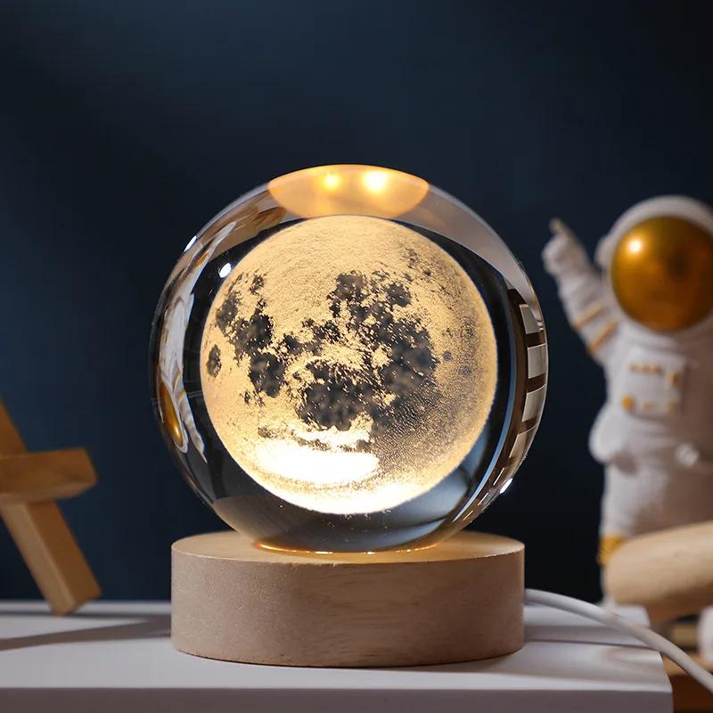 1 шт. хрустальный шар 6 см 3D хрустальная планета ночник лазерная гравировка глобус солнечной системы усовершенствованное украшение выпускной подарок астрономия би