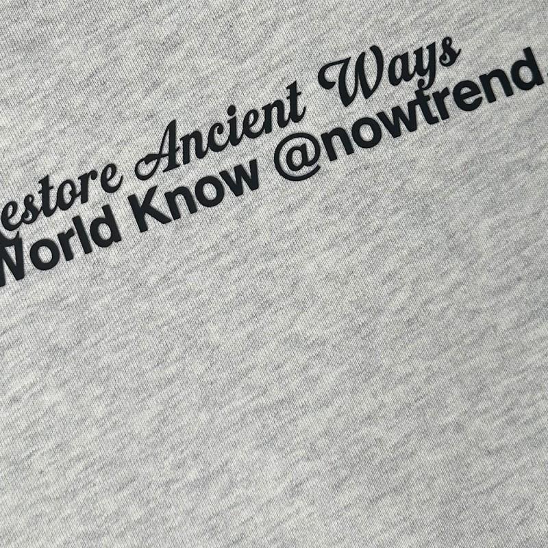 Mens Long Sleeve T Shirt Graphic Letter Print Cotton Casual Streetwear Round Neck Loose Fit 320g Heavyweight