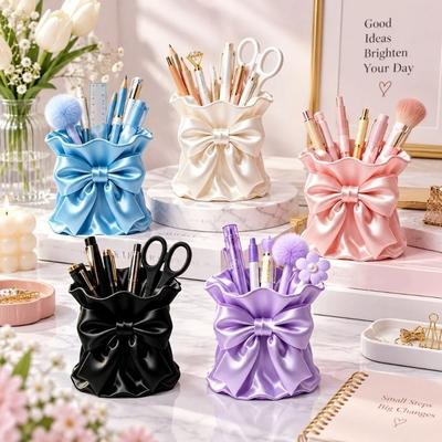 Multi-function Bow Pen Holder Creative Makeup Brush Storage Case Desktop Organizer School