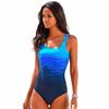 European & American Cross-Back Gradient One-Piece Swimsuit