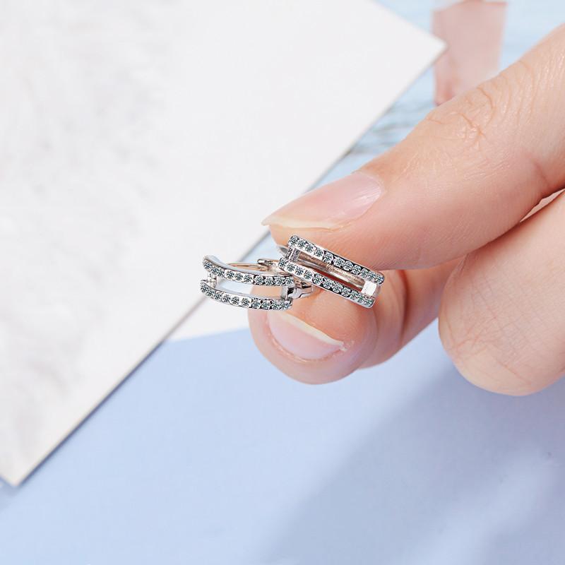 Top Quality 925 Sterling Silver Earrings for Women Jewelry Shiny Zircon Stones Lady Hoop Earrings Female Accessories Princess